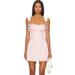 For Love And Lemons Holland Pink Mini Dress with Lace Straps